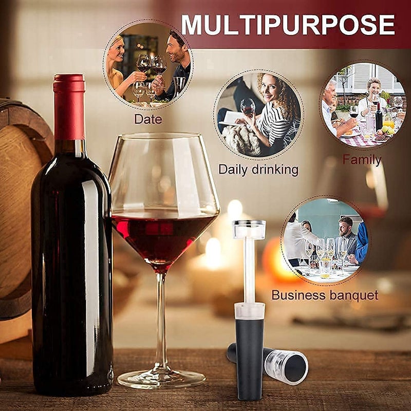 REKOBON 6 Pack Vacuum Wine Stopper, Reusable Silicone Caps, Air Remover Corks, Leakproof Wine Bottle Sealer for Wedding & Birthday Party - Image 3